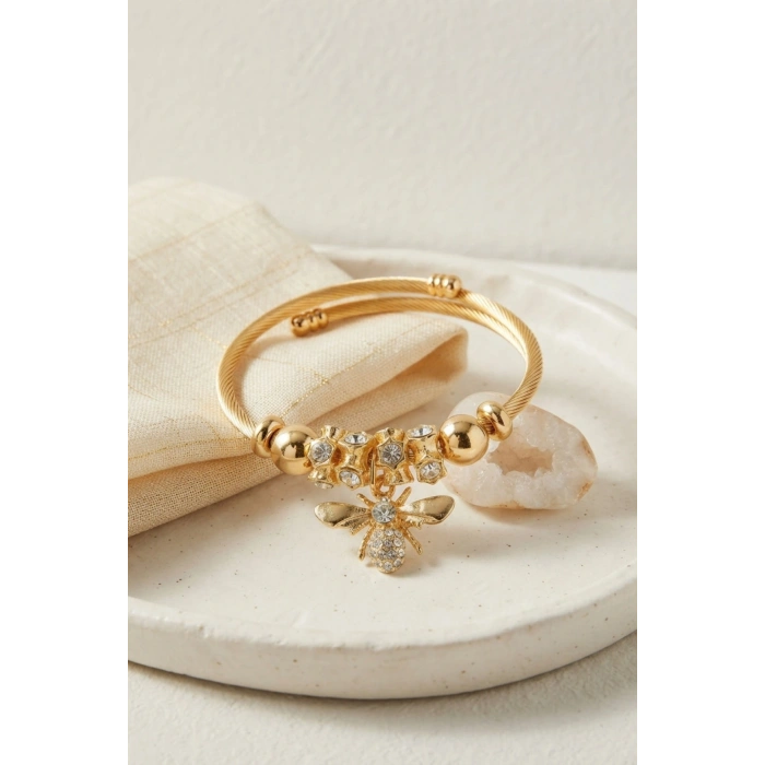 Arı Model Gold Renk Charm Bileklik - Lisinya