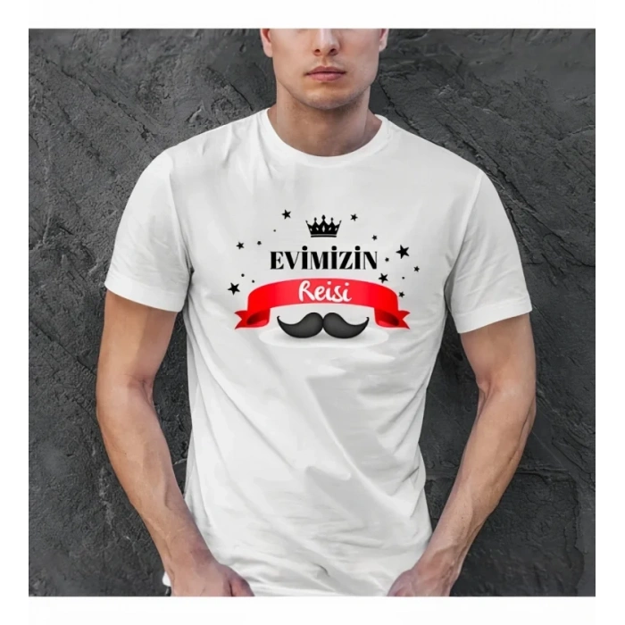 Babalar Günü Hediye Baba Temalı Baskılı Oversize Bisiklet Yaka T-shirt - Beyaz