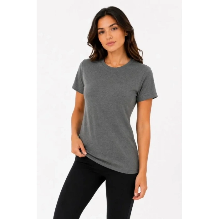 Basic Tişört Bisiklet Yaka Kısa Kol Günlük Yazlık Slim Fit T-Shirt - Antrasit