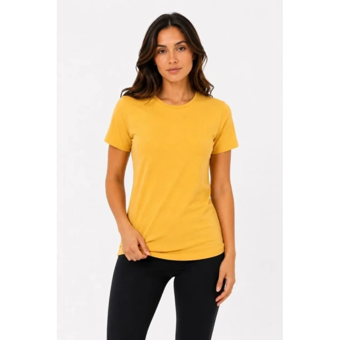 Basic Tişört Bisiklet Yaka Kısa Kol Günlük Yazlık Slim Fit T-Shirt - Sarı