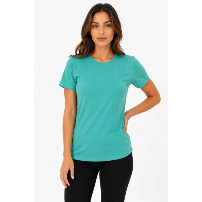 Basic Tişört Bisiklet Yaka Kısa Kol Günlük Yazlık Slim Fit T-Shirt - Su Yeşili