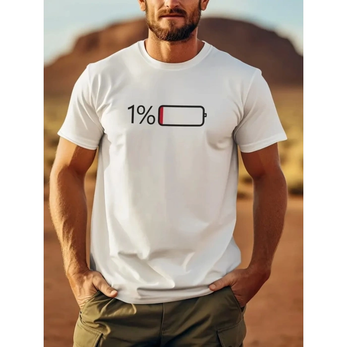 Baskılı Oversize Bisiklet Yaka T-shirt - Beyaz