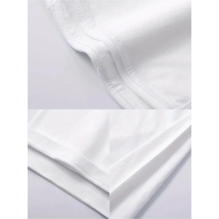 Baskılı Oversize Bisiklet Yaka T-shirt - Beyaz