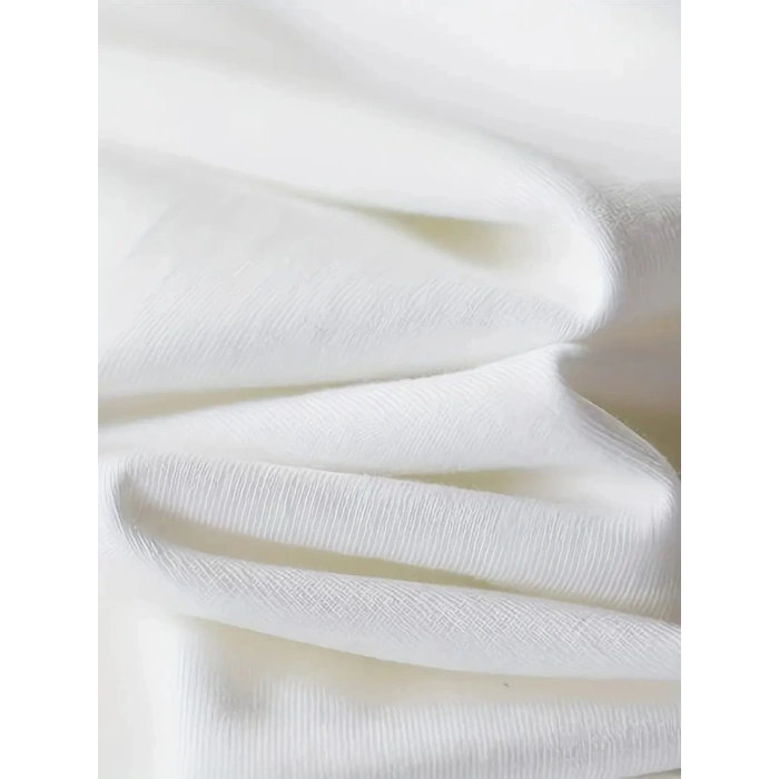 Baskılı Oversize Bisiklet Yaka T-shirt - Beyaz