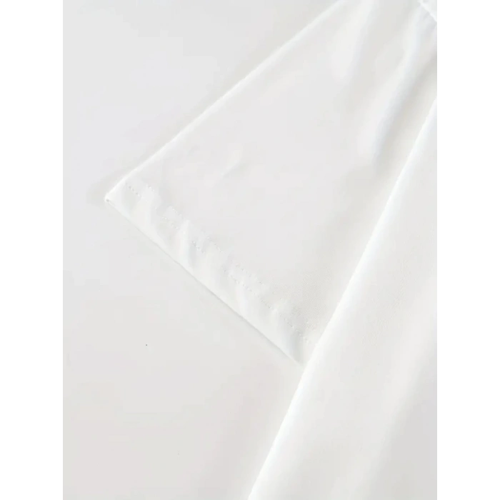 Baskılı Oversize Bisiklet Yaka T-shirt - Beyaz