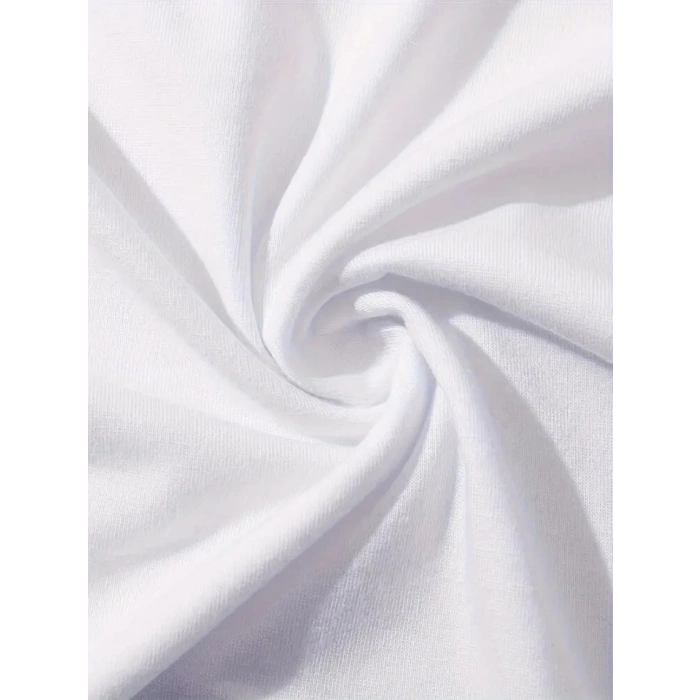 Baskılı Oversize Bisiklet Yaka T-shirt - Beyaz