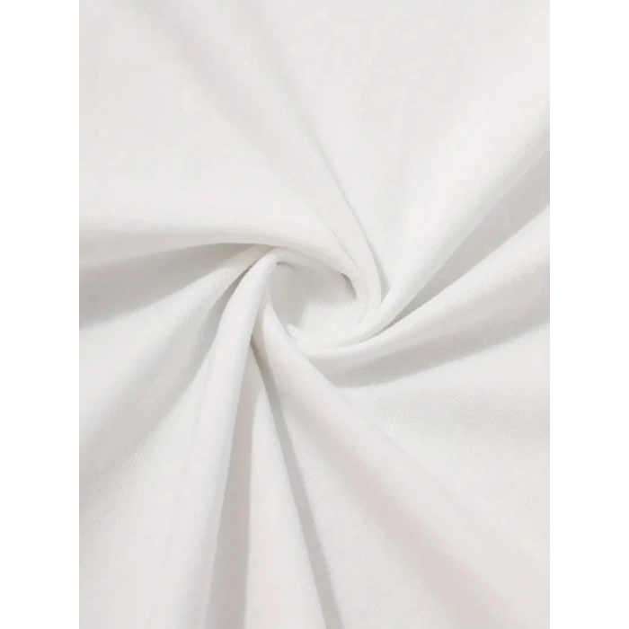 Baskılı Oversize Bisiklet Yaka T-shirt - Beyaz