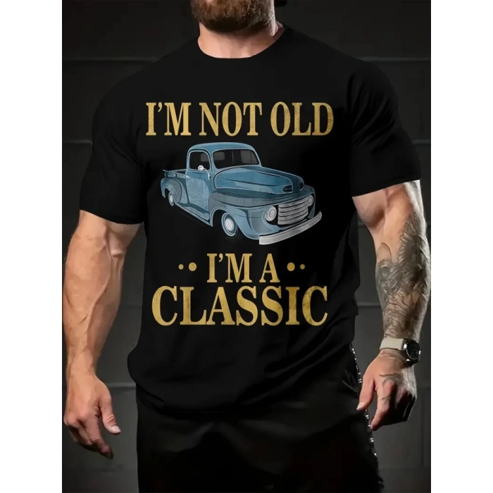 Baskılı Oversize Bisiklet Yaka T-shirt - Siyah