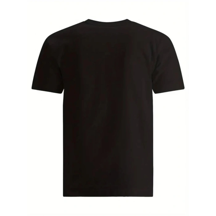 Baskılı Oversize Bisiklet Yaka T-shirt - Siyah