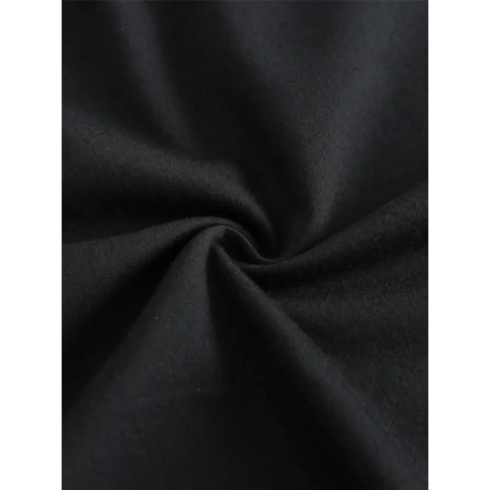 Baskılı Oversize Bisiklet Yaka T-shirt - Siyah