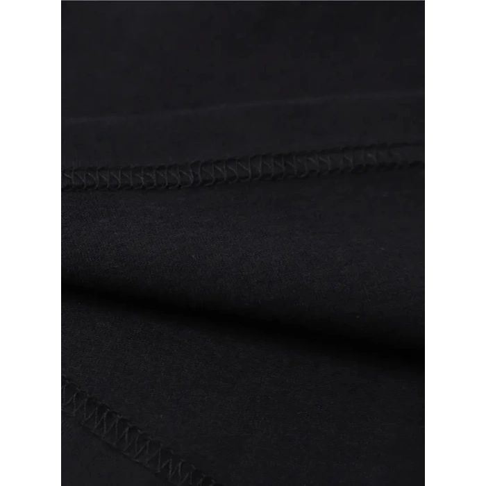 Baskılı Oversize Bisiklet Yaka T-shirt - Siyah