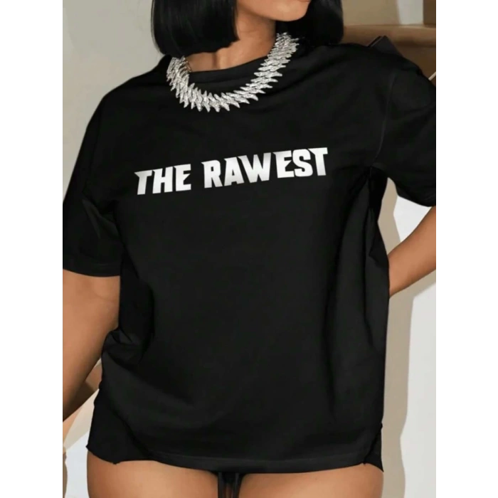 Baskılı Oversize T-shirt - Siyah
