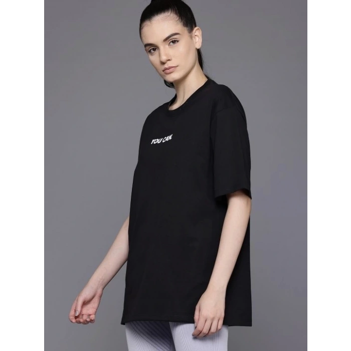 Baskılı Oversize T-shirt - Siyah