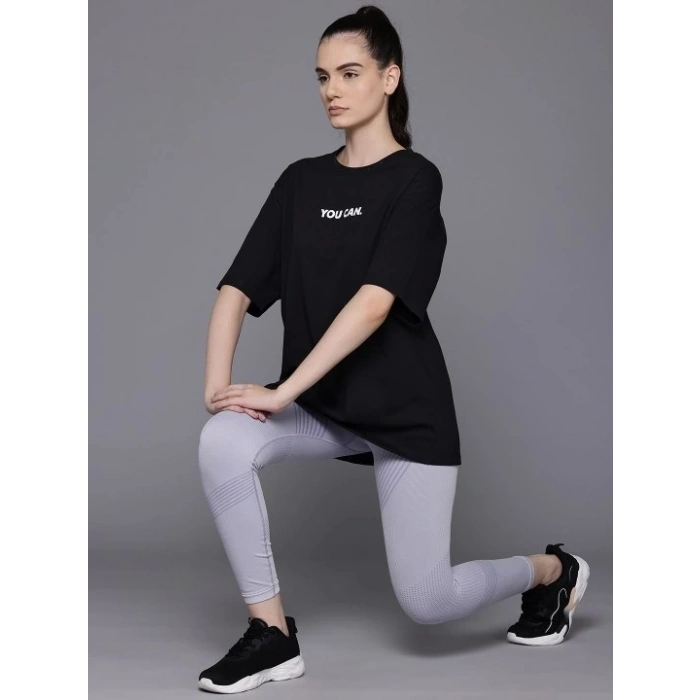 Baskılı Oversize T-shirt - Siyah