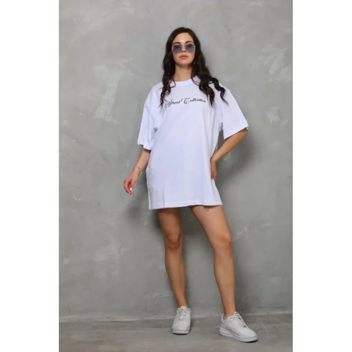 Baskılı T-Shirt Kısa Kol Bisiklet Yaka Regular Rahat Kalıp Günlük Tişört - Beyaz
