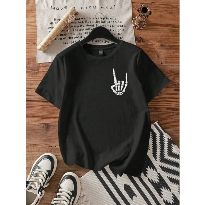Baskılı T-shirt - Siyah