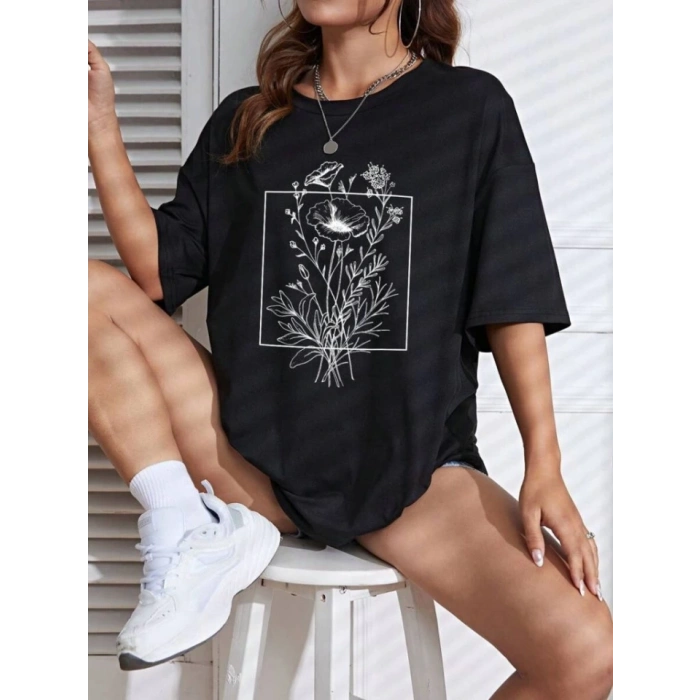Baskılı T-shirt - Siyah