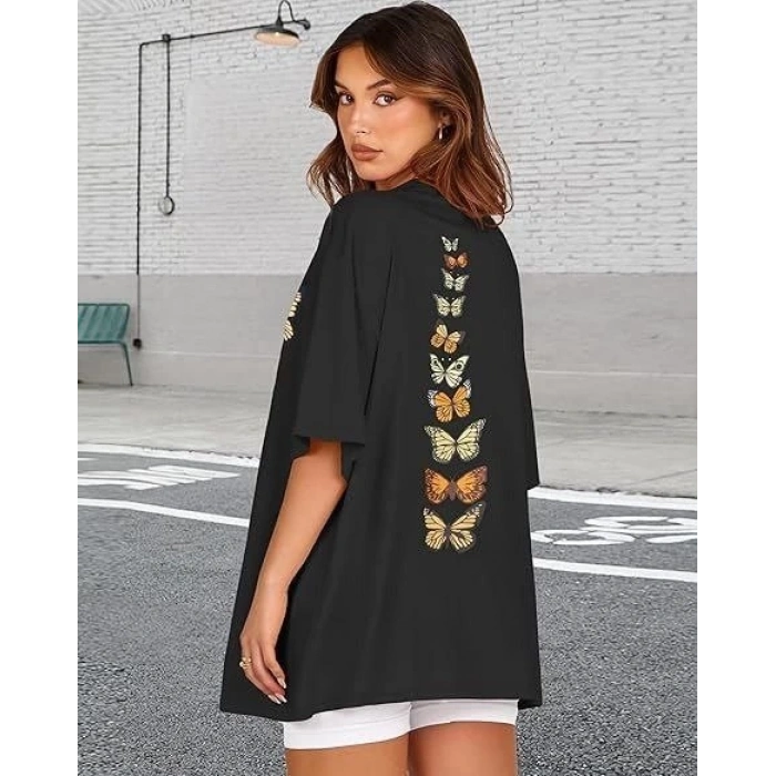 Bisiklet Yaka Baskılı T-shirt - Siyah