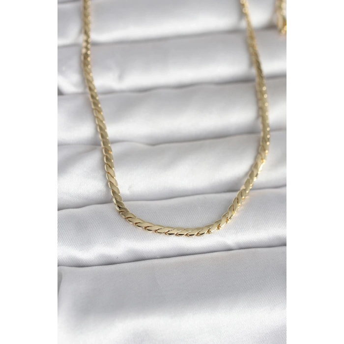 CM 14K Gold Renk Yassı Model 60 cm Kadın Kolye - Lisinya