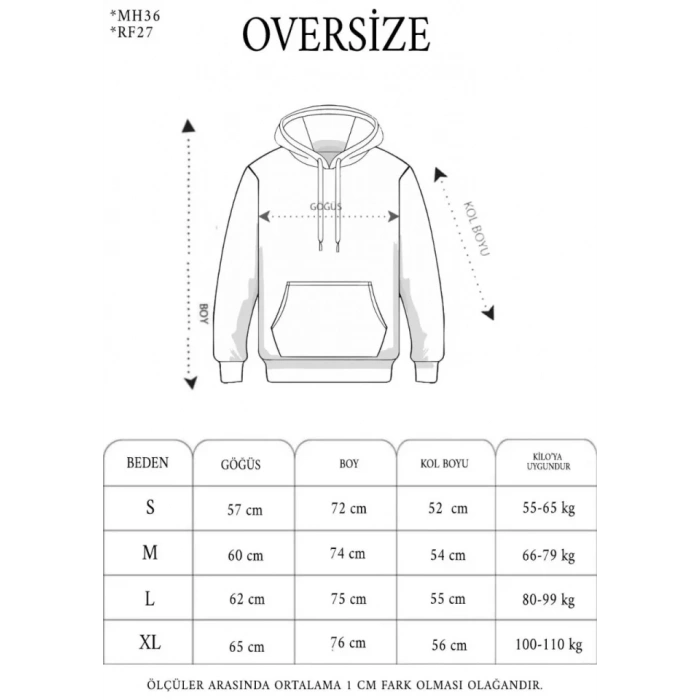 Double Oversize Kapşonlu Nakışlı SweatShirt - Siyah
