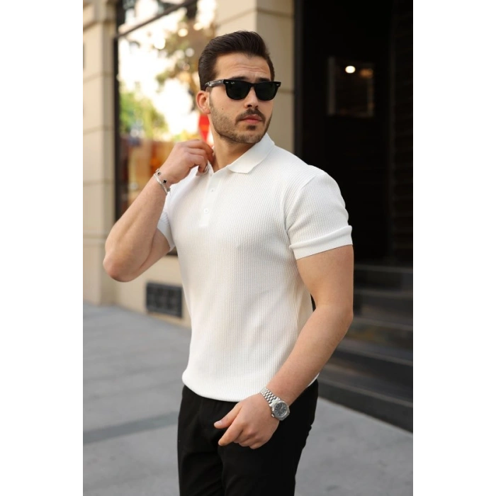 Erkek Düğmeli Yaka Kısa Kollu Triko Tişört