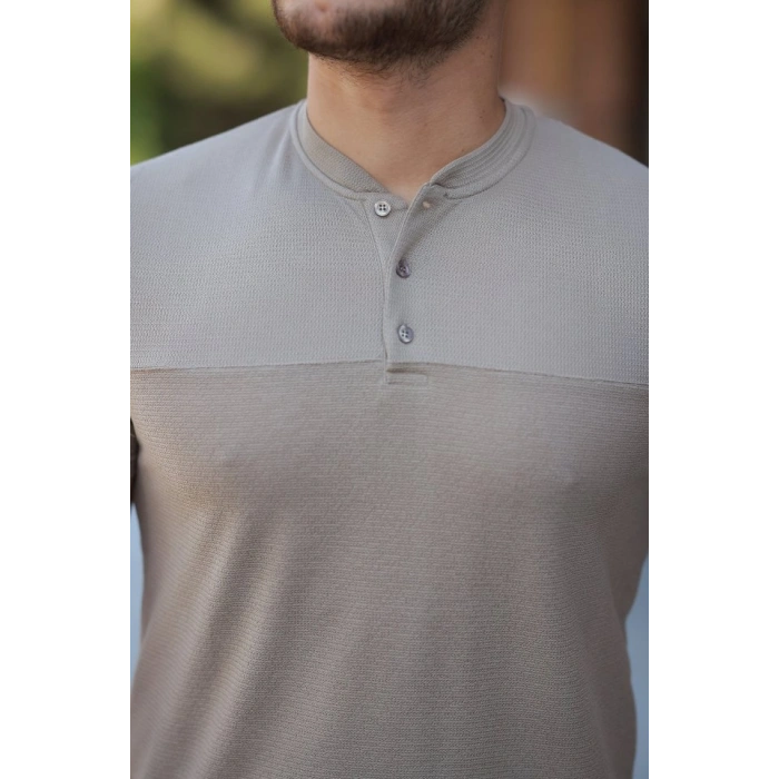 Erkek Hakim Yakalı Kısa Kollu Pamuklu T-shirt