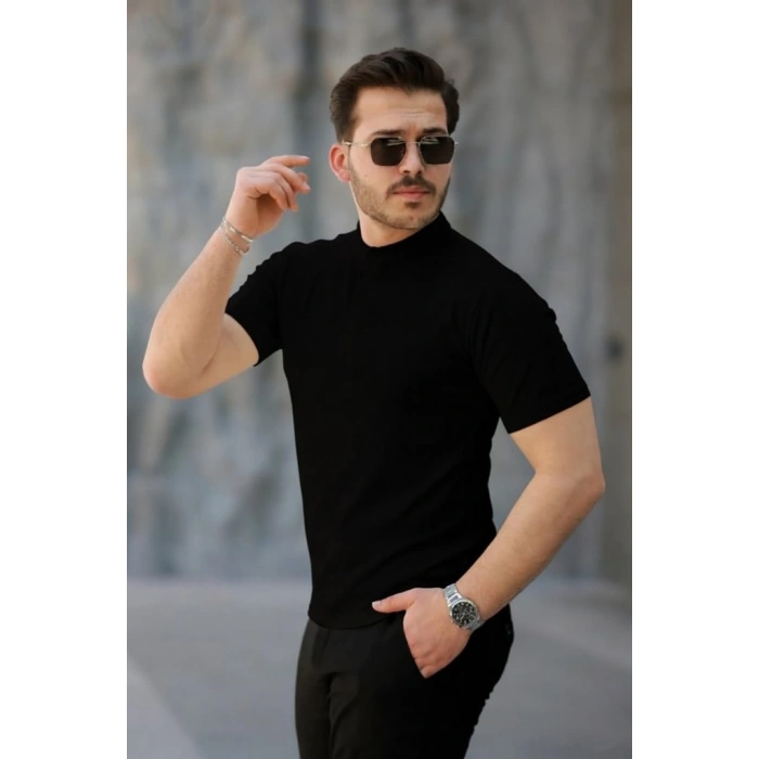 Erkek Kısa Kollu Hakim Yaka önü Düğmeli Viskon Bluz