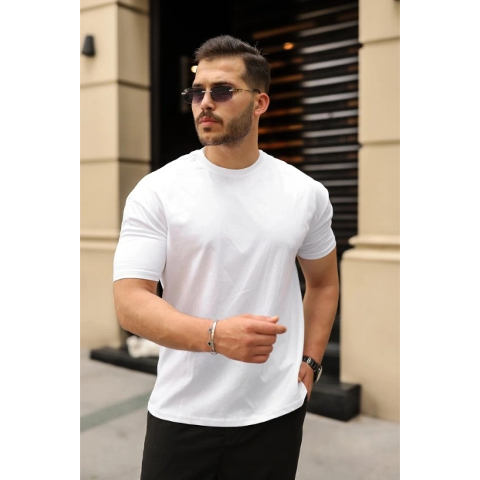 Erkek Kolları Dar Kesim Rahat Kalıp Basic Tişört