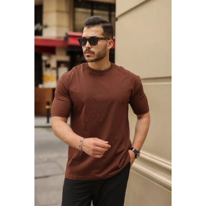 Erkek Kolları Dar Kesim Rahat Kalıp Basic Tişört