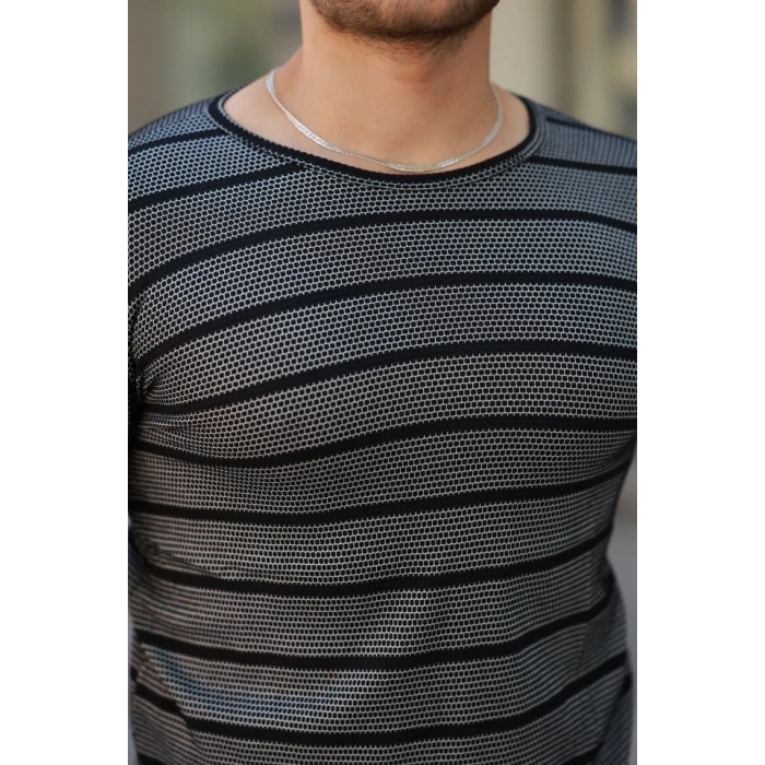 Erkek Petek Desenli Kısa Kollu T-shirt