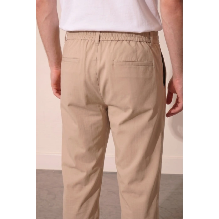 Erkek Rahat Kesim Çift Pileli Beli Lastikli Pantolon