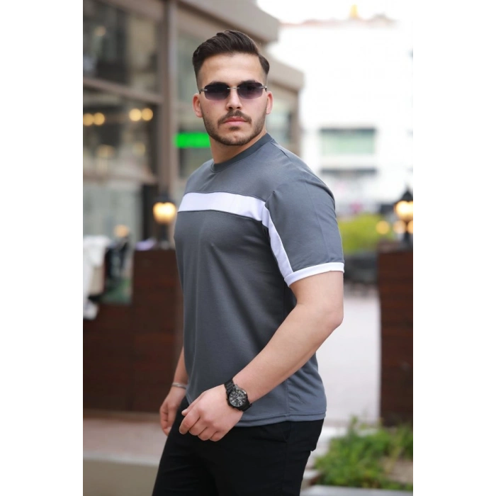 Erkek şerit Detaylı Kısa Kollu T-shirt