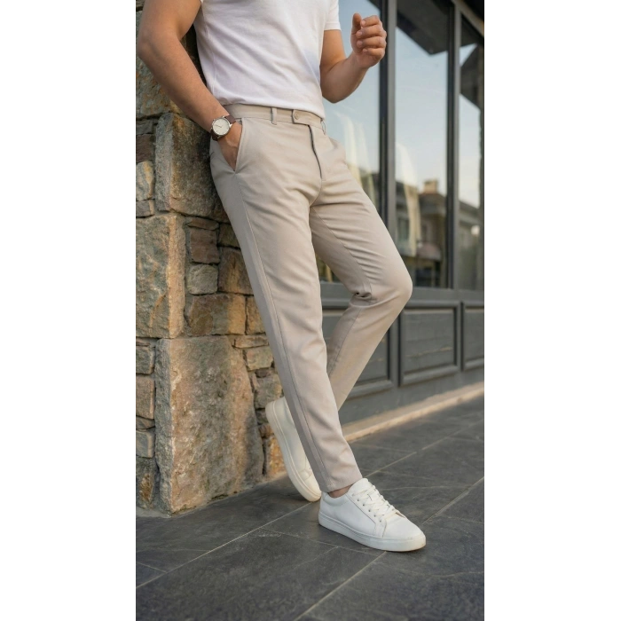 Erkek Slim Fit Dilli Kumaş Pantolon