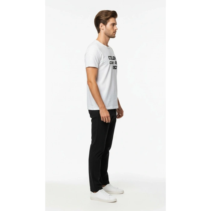 Erkek Typography “Color Code” Baskılı Minimal T-Shirt