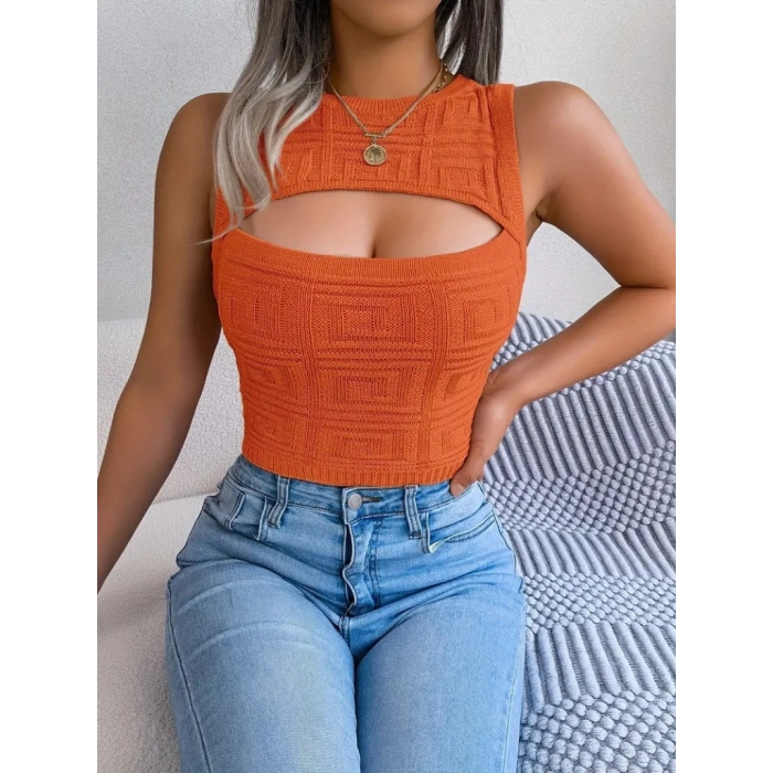 Kadın Askılı Bisiklet Yaka Güpüs Dekolteli Triko Crop Bluz