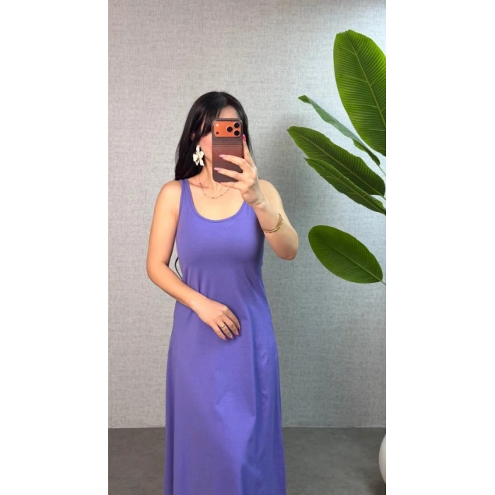 Kadın Askılı Yuvarlak Yaka Süprem Kumaş Elbise