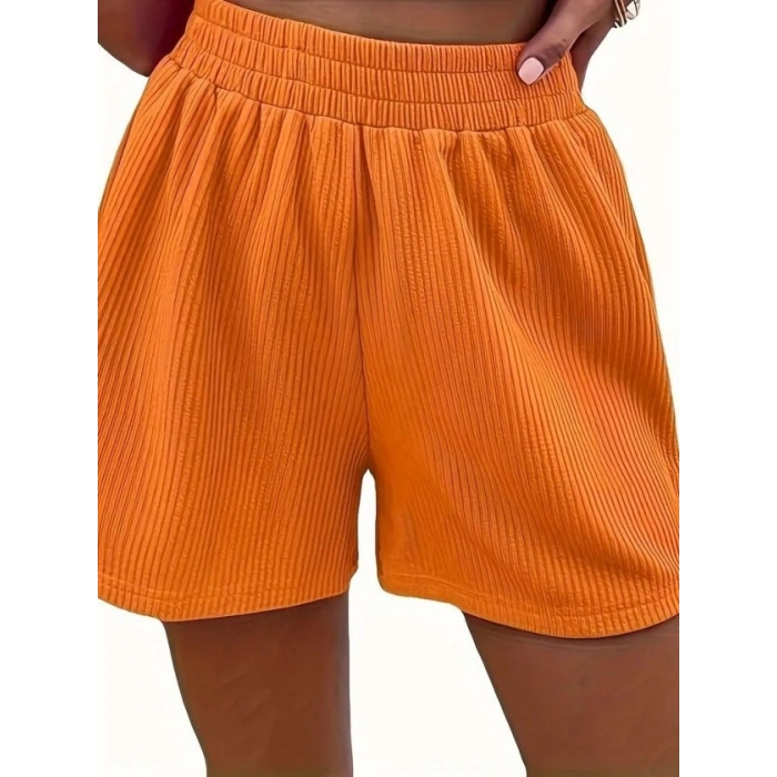 Kadın Askılı Yuvarlak Yakalı Burgu Krop Ve Bluz Short Ikili Takım