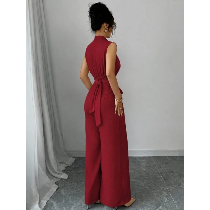 Kadın Balıkçı Yaka Kolsuz Incili Beli Kuşaklı Uzun Janjan Tulum