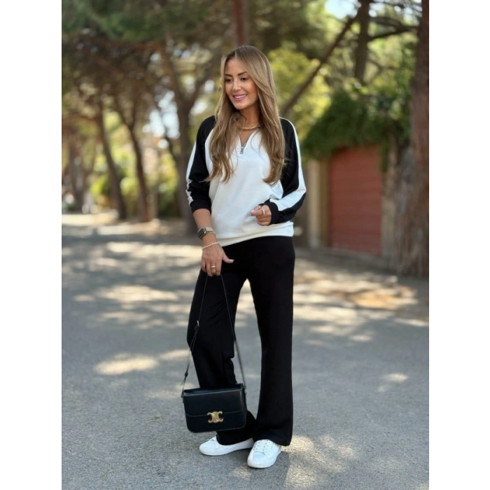 Kadın Fermuar Yaka Modal Kumaş çift Renk Ikili Takım