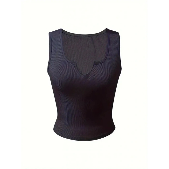 Kadın Kolsuz V Yakalı Kaşkorse Bluz