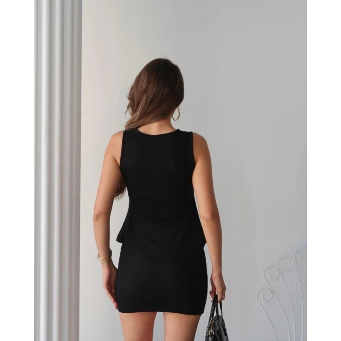 Kadın Modal Kumaş Volanlı Mini Etek Takım