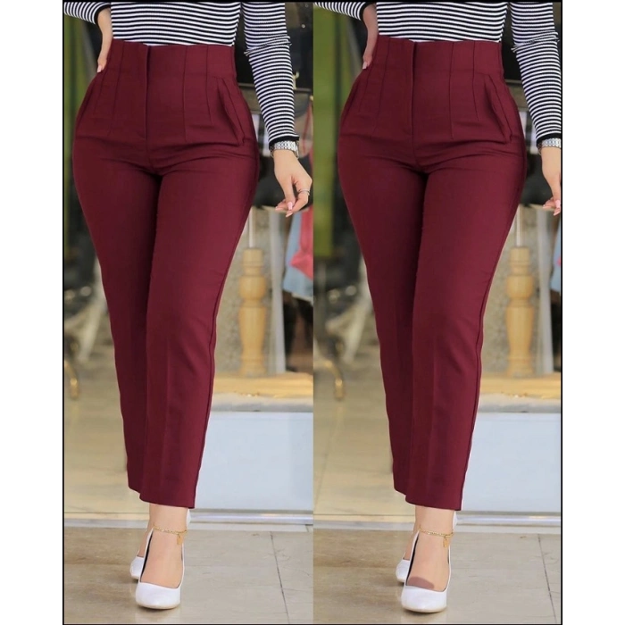 Kadın üste Oturan Paçası Bilek üzerinde Biten Atlas Kumaş Pantolon 36 (S) - 48 (4XL)