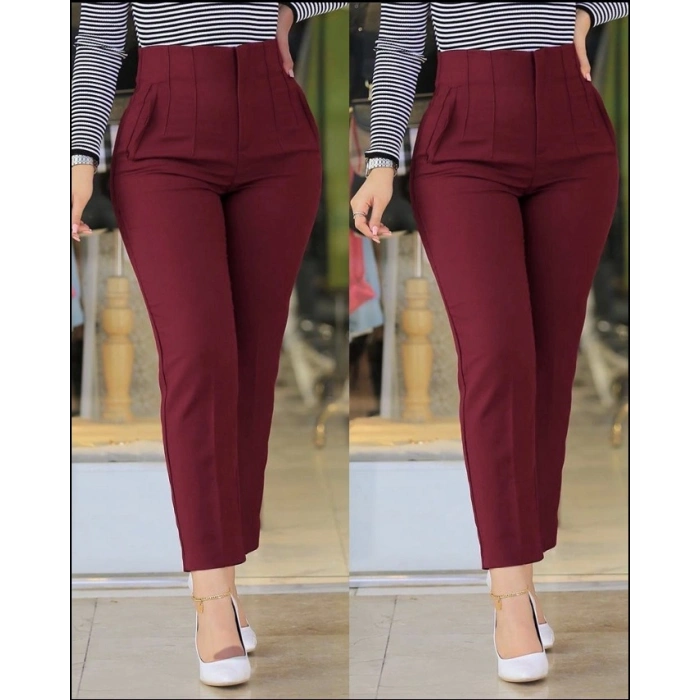 Kadın üste Oturan Paçası Bilek üzerinde Biten Atlas Kumaş Pantolon 36 (S) - 48 (4XL)