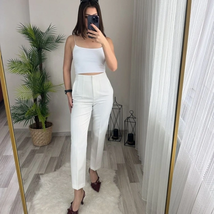 Kadın üste Oturan Paçası Bilek üzerinde Biten Atlas Kumaş Pantolon 36 (S) - 50 (5XL)