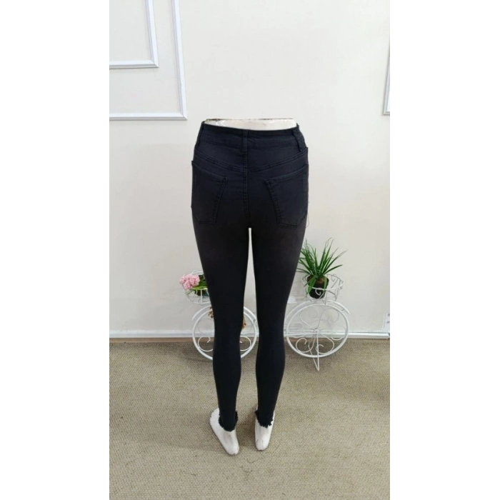 Kadın Yüksek Bel Yırtık Desenli Skınny Kot Pantolon