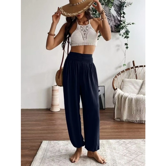 Kadın Yüksel Bel Yoğun Büzgü Detaylı Aerobin Pantolon