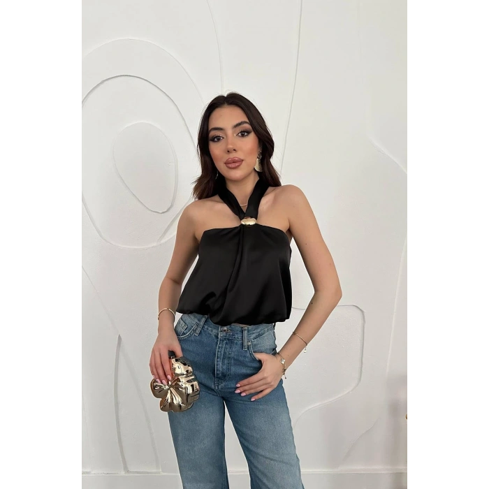 Lila Toka Detaylı Bluz - Lila