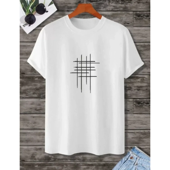 Unisex Baskılı Oversize T-Shirt - Beyaz