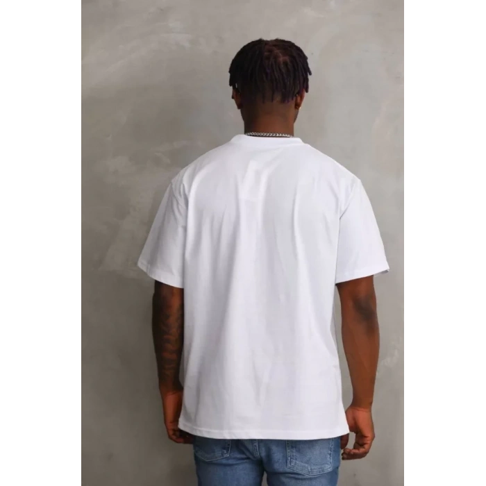 Unisex Baskılı Oversize T-Shirt - Beyaz