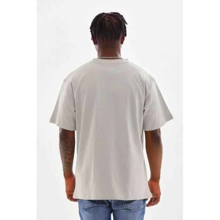 Unisex Baskılı Oversize T-Shirt - Gri